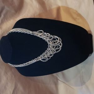 Multi Layered, Silver, Necklace, Adjustable - 20"